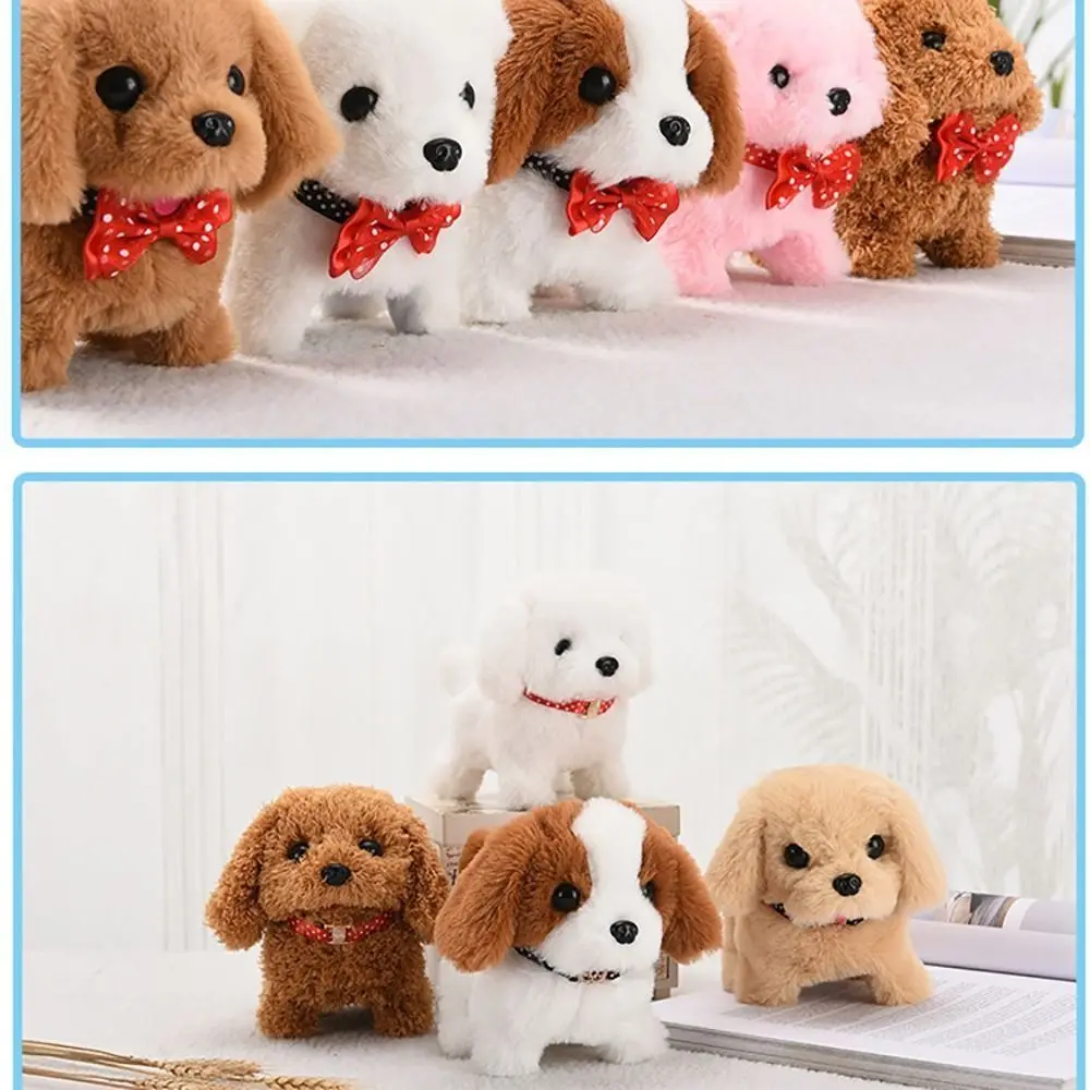 Funny 18CM Simulation Puppy Interactive Brown White Grey Cute Dog Robot Wagging Plush Toys For Kids