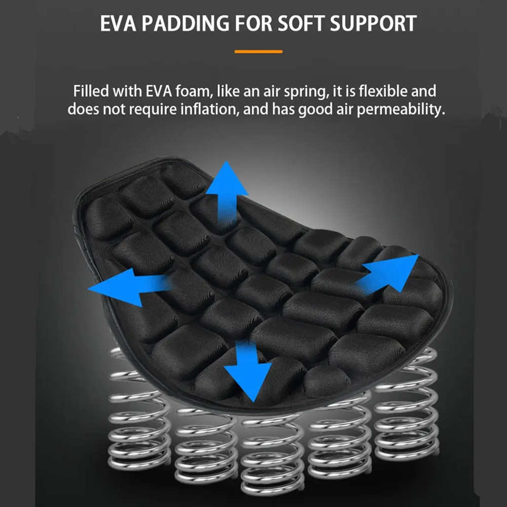EVA Foam Motorcycle Seat Cushion Black Universal Motorbike Electric Bike Seat Covers Mats Comfortable Breathable Shock Absorbing
