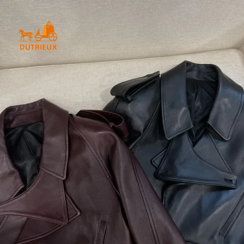 Autumn and Winter Genuine Leather Jacket for Women Oversized Custom-dyed Sheepskin High-grade Leather Jacket Temperament Coat