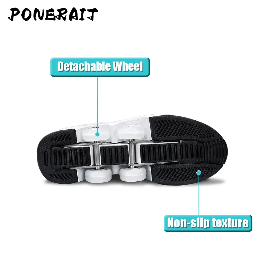 Unisex หยดอัตโนมัติ 4 ล้อ Roller Skates ผู้หญิงรองเท้าผ้าใบสูงล้อหญิง Dual-Purpose สเก็ตกีฬารองเท้า