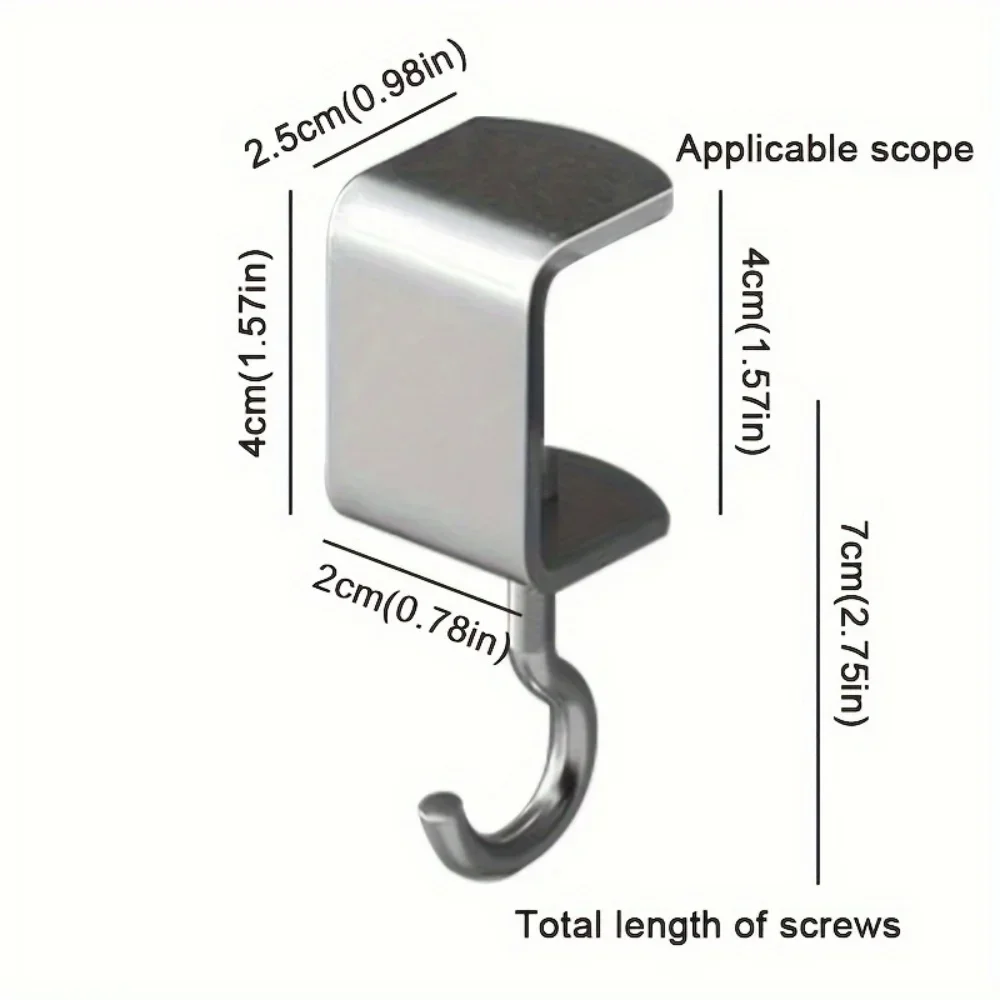 2pcs 360° Rotatable Steel Table Hooks - Detachable, Non-Destructive Installation for Office Desks, School Dormitories