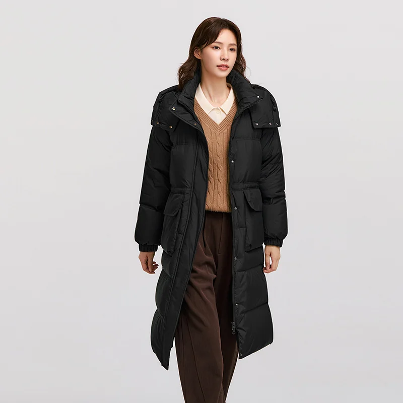 Semir-Chaqueta de plumón para mujer, longitud larga, desmontable, con capucha, ropa de invierno texturizada, novedad de 2024
