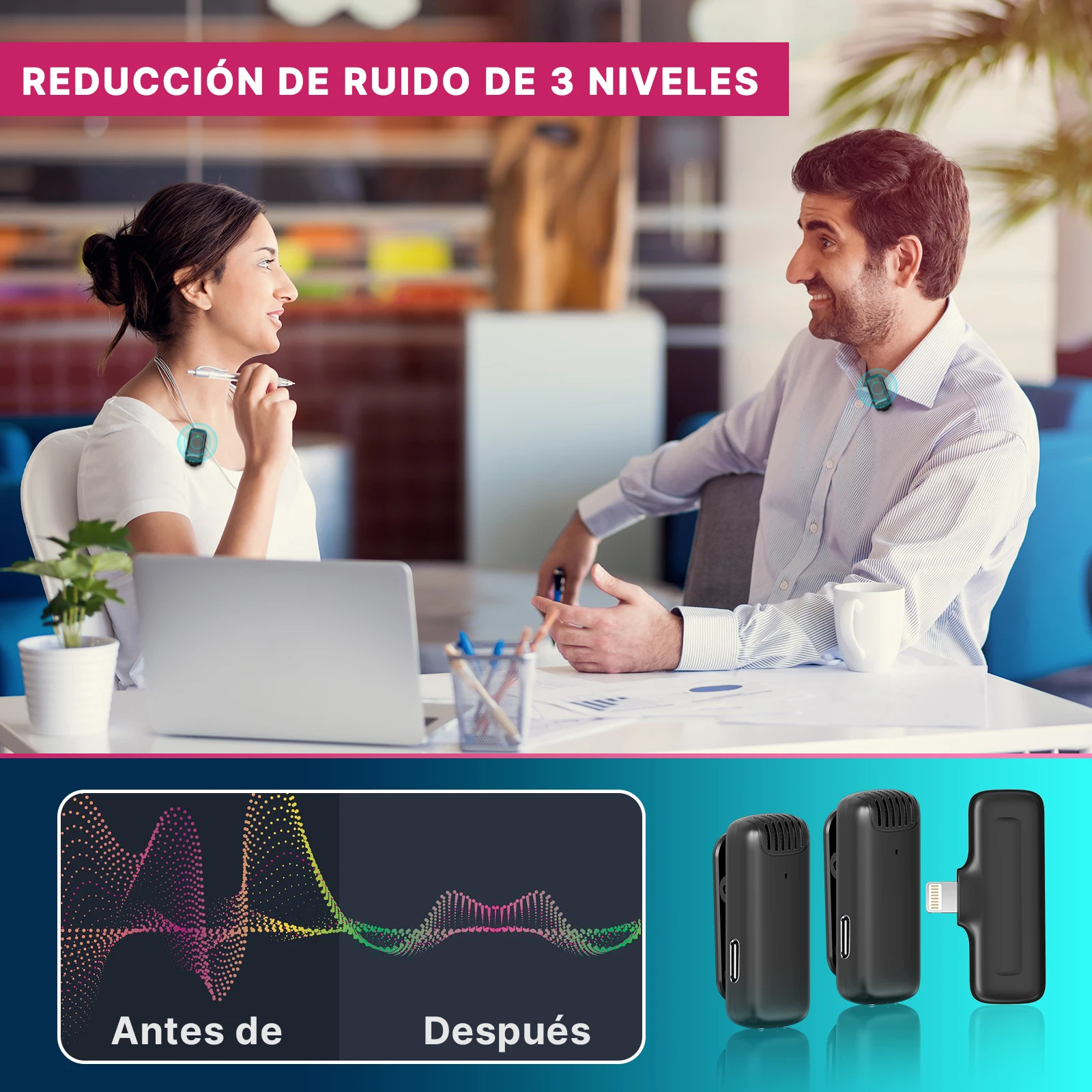 Ulanzi J12 micrófono Lavalier inalámbrico grabación de Audio y vídeo Mini micrófono Plug Play para teléfono inteligente Android iPhone transmisión en vivo