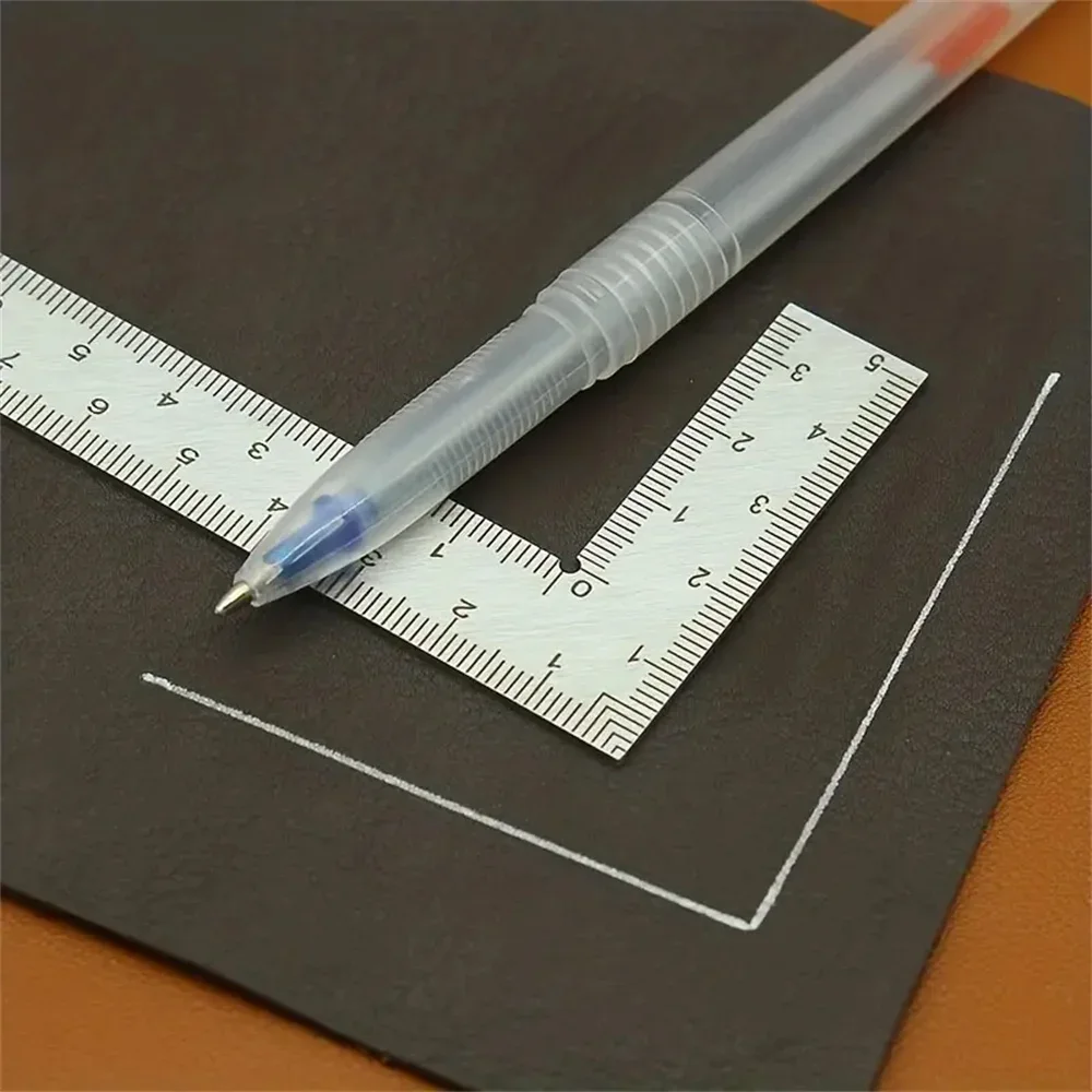 Mini regla de escala de precisión de doble cara en forma de L de acero inoxidable, herramienta de medición de alta precisión para diseño de cuero, material metálico