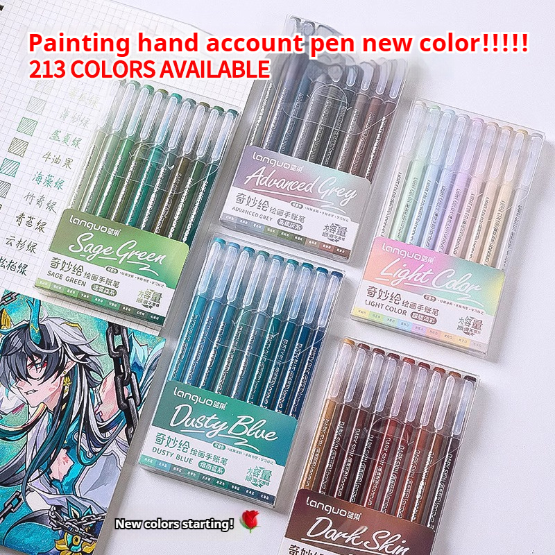 Bolígrafo de Gel de cuenta de mano de 105 colores, bolígrafo Retro Languo Morandi, bolígrafo manual de Color de gran capacidad para pintura de estudiantes, escritura de grafiti