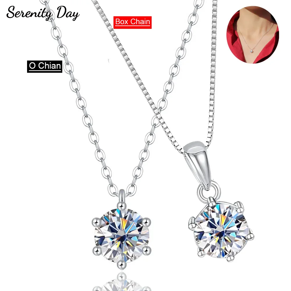 Thanh Bình Ngày 1 Carat Thực Moissanite Dây Chuyền Nữ Chất Lượng Hàng Đầu Năm 100% S925 Bạc Cưới Cô Dâu Trang Sức