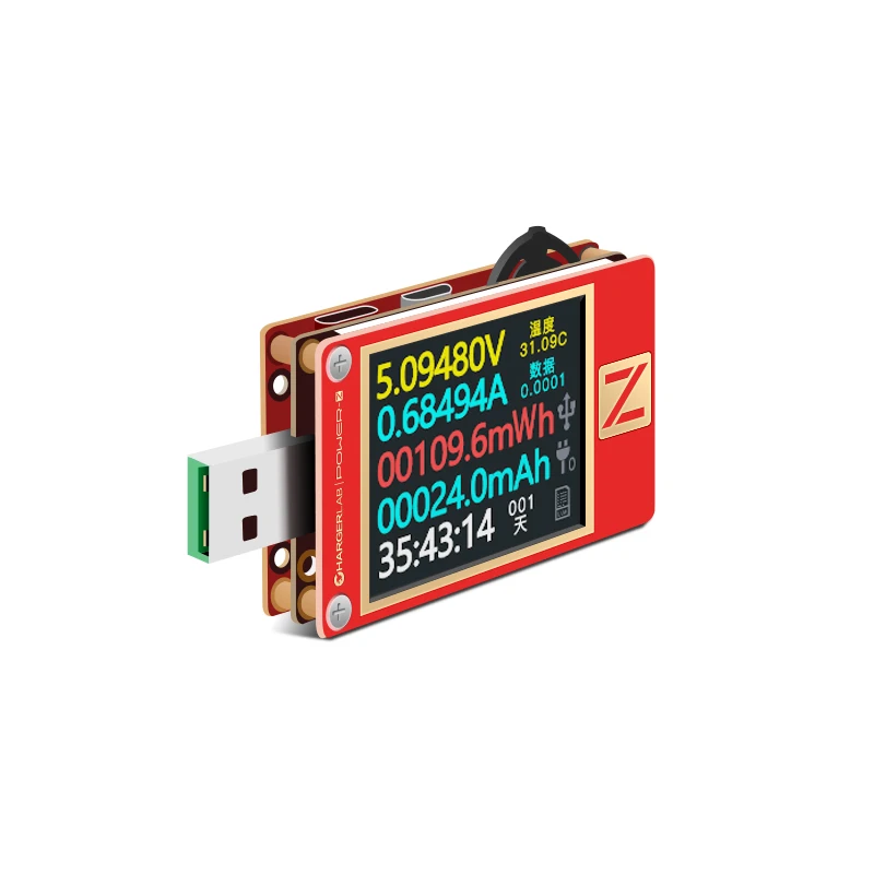 POWER-Z KM003C KT002 USB-C PD probador voltímetro PD3.1 QC5.0 voltaje del cargador corriente ondulación doble voltímetro Detector de banco de energía