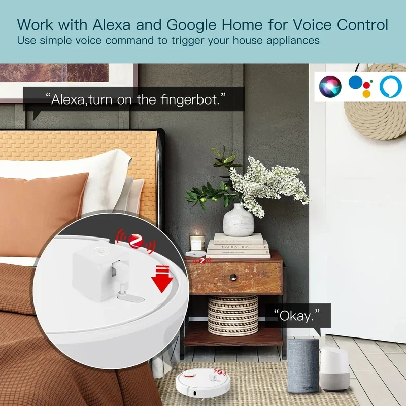 Tuya Zigbee Fingerbot Plus Smart Fingerbot Switch Button Pusher APP Timer Spraakbesturing Werkt met Alexa Google Home Assistant
