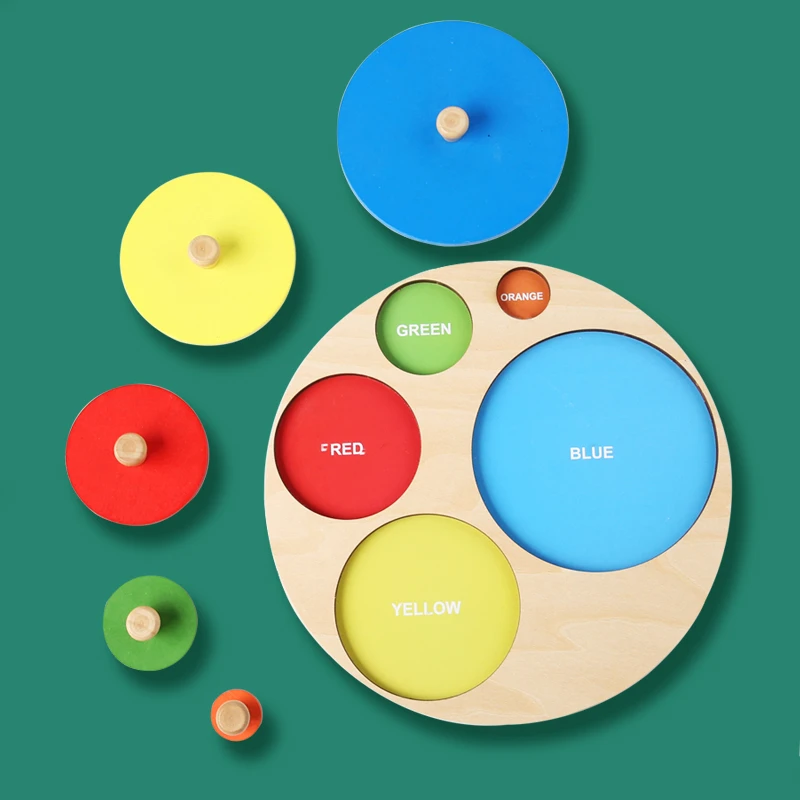 Brinquedos montessori de quebra-cabeça para bebês, forma de madeira e placa de arranhar à mão combinando com cores, brinquedos cognitivos geométricos para educação precoce