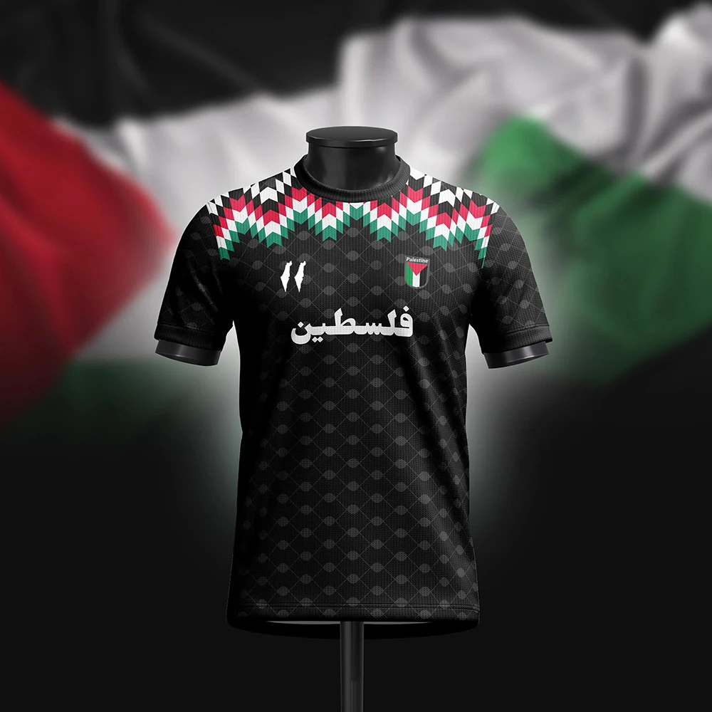 Camiseta de fútbol palestino, camisetas de moda de verano de manga corta con bandera palestino, camiseta con estampado 3D, camisetas holgadas informales con cuello redondo para hombres