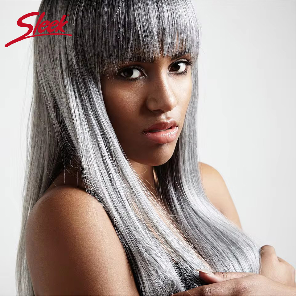 Elegante Yaki Brasileño Recto Blanco Gris 51 #   Paquetes de cabello de colores # 44 # 34 # 280 para extensión de cabello humano Remy negro
