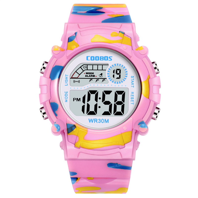 Coobos crianças relógio camuflagem esportes eletrônico digital relógio à prova dwaterproof água multi-função led relógio para meninos meninas crianças relógio