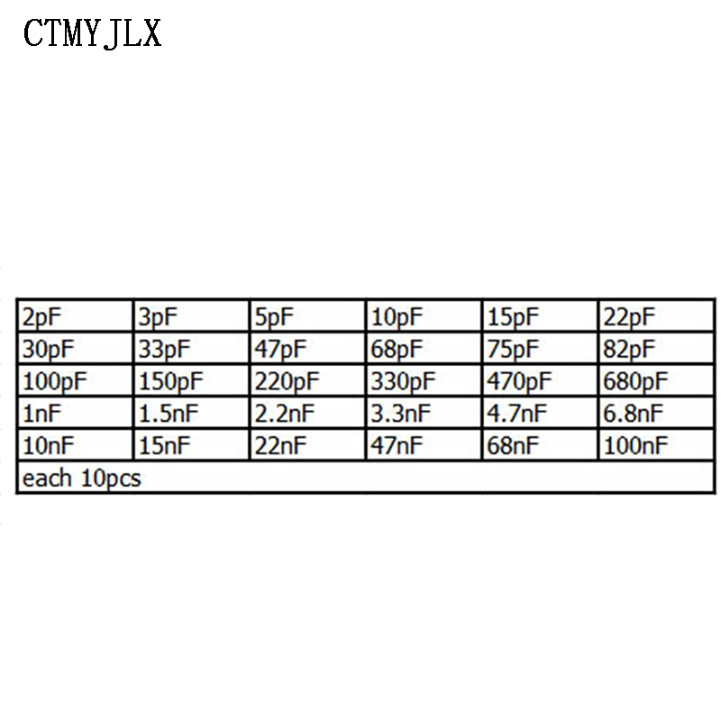 300 Uds 50V Kit de condensadores cerámicos 2PF-0.1UF 30 valores * 10 Uds capacitancia surtida paquete de muestra DIY 30pF 100pF 1nF 10nF condensadores