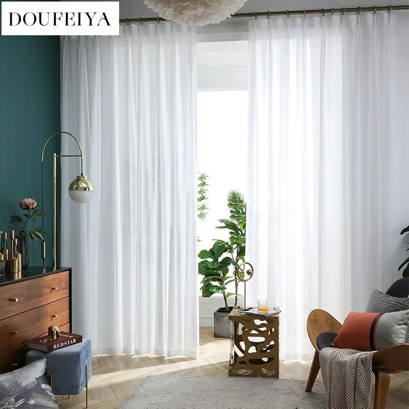 1 unidad de cortinas transparentes de tul blanco de gasa súper suave para forro de sala de estar, decoración de ventana de dormitorio, puerta de hotel, moderno de lujo