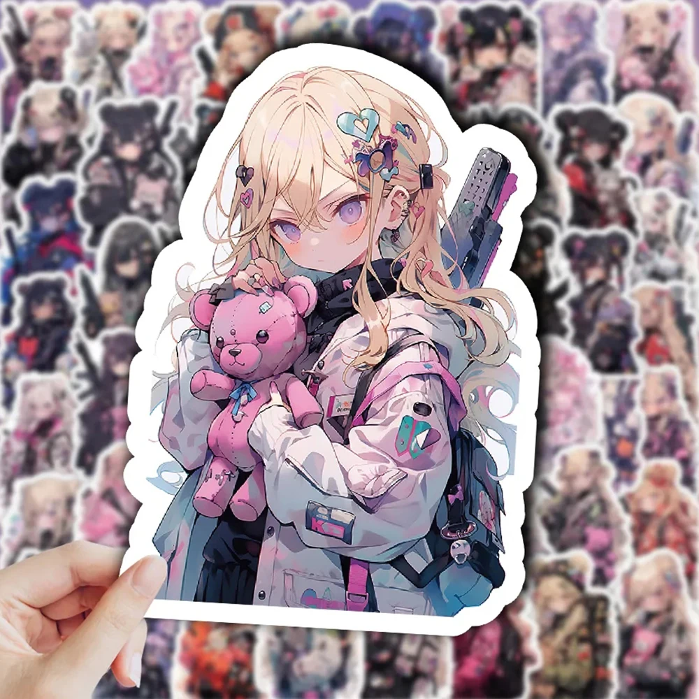 10/30/60PCS 애니메이션 아름다운 소녀 곰 킬러 멋진 스티커 DIY 전화 노트북 수하물 스케이트 보드 낙서 데칼 재미 아이 장난감