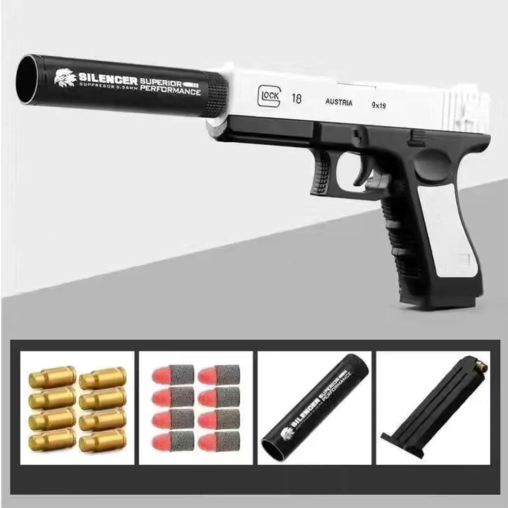 Pistola de juguete de eyección de concha con balas blandas, pistolas de juguete para niños, modelo educativo, regalos para niños de 5 años o más