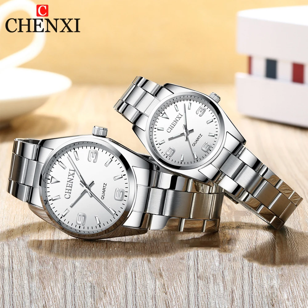 CHENXI décontracté mode Couple montre bracelet en acier inoxydable lumineux hommes et femmes Style classique montres à Quartz cadeau d'amant