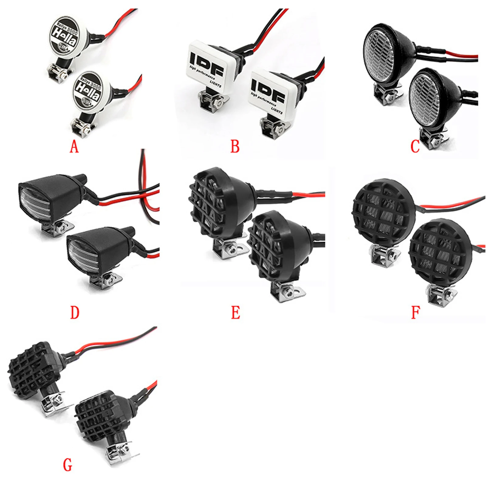 2pcs Round Light Headlight Spotlight for 1: 10 RC Trx4 TRX6 SCX10 90046 RC Car
