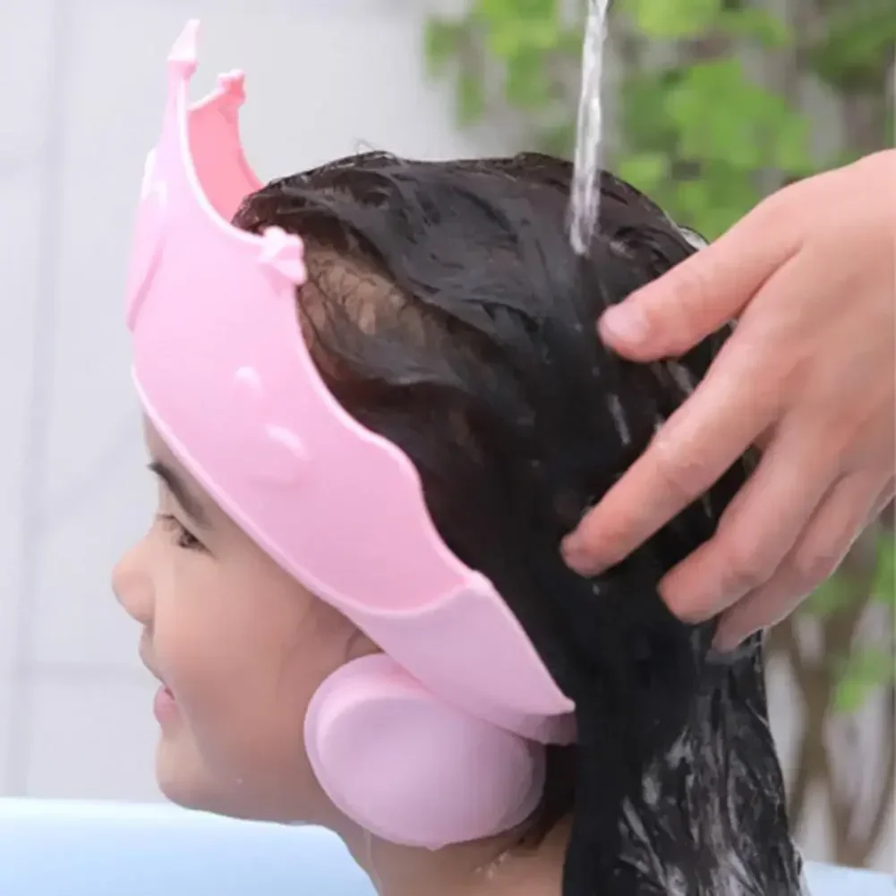 Para crianças proteção de ouvido seguro crianças shampoo banho ajustável chapéu de lavagem de cabelo chuveiro proteger cabeça capa chuveiro do bebê boné macio