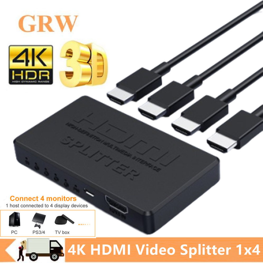 Divisor Compatible con HDMI 1 en 4 salidas, conmutador de vídeo HD 4K, adaptador de Cable HDMI, concentrador 1x4 para PS4, portátil, Monitor, TV Box, proyector