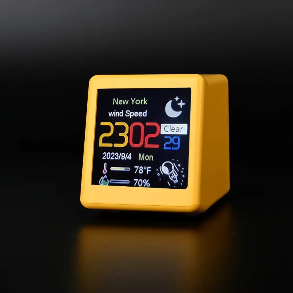 Relógio de estação meteorológica WIFI inteligente de tamanho MINI para decoração de sala de jogos. Animações GIF fofas DIY e função de álbum eletrônico