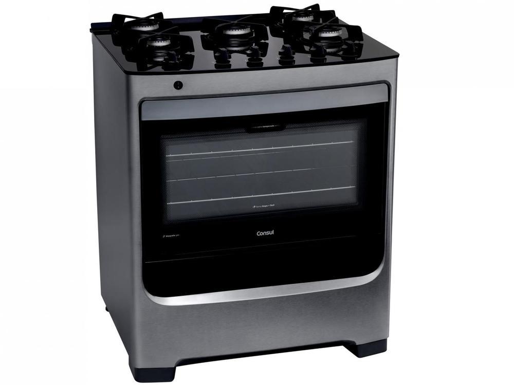 Fogão 5 Bocas Consul Inox Mesa de Vidro CFS5VARUNA - Bivolt