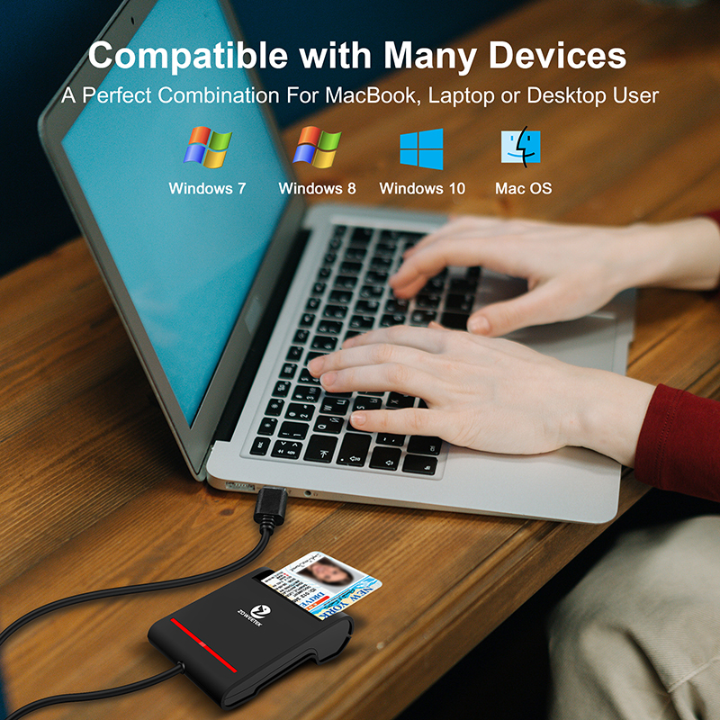 ZOWEETEK USB 2.0 czytnik kart inteligentnych dla IC ID Bank EMV dla komputer stancjonarny