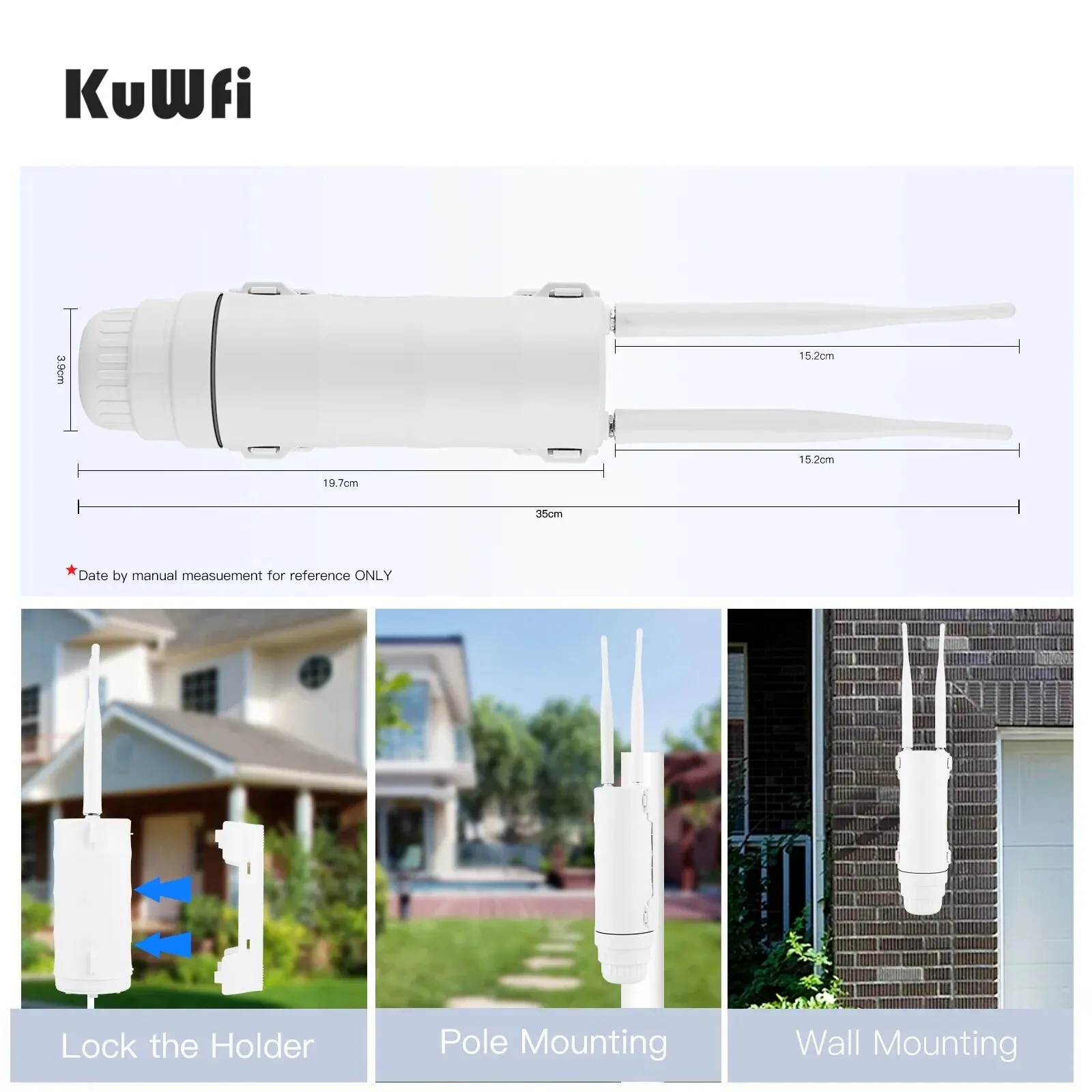 KuWFi 4G WLAN-Router für den Außenbereich, 300 Mbit/s, wasserdicht, 4G-SIM-Karten-Router, großer Bereich, kabelloser Internet-Hotspot, WLAN-Unterstützung für 64 Benutzer