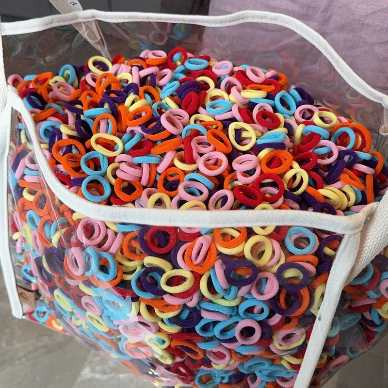 20 unids/lote, lazos elásticos básicos coloridos de nailon para el cabello para niñas, coleta para sujetar, banda de goma, accesorios para el cabello de moda para niños