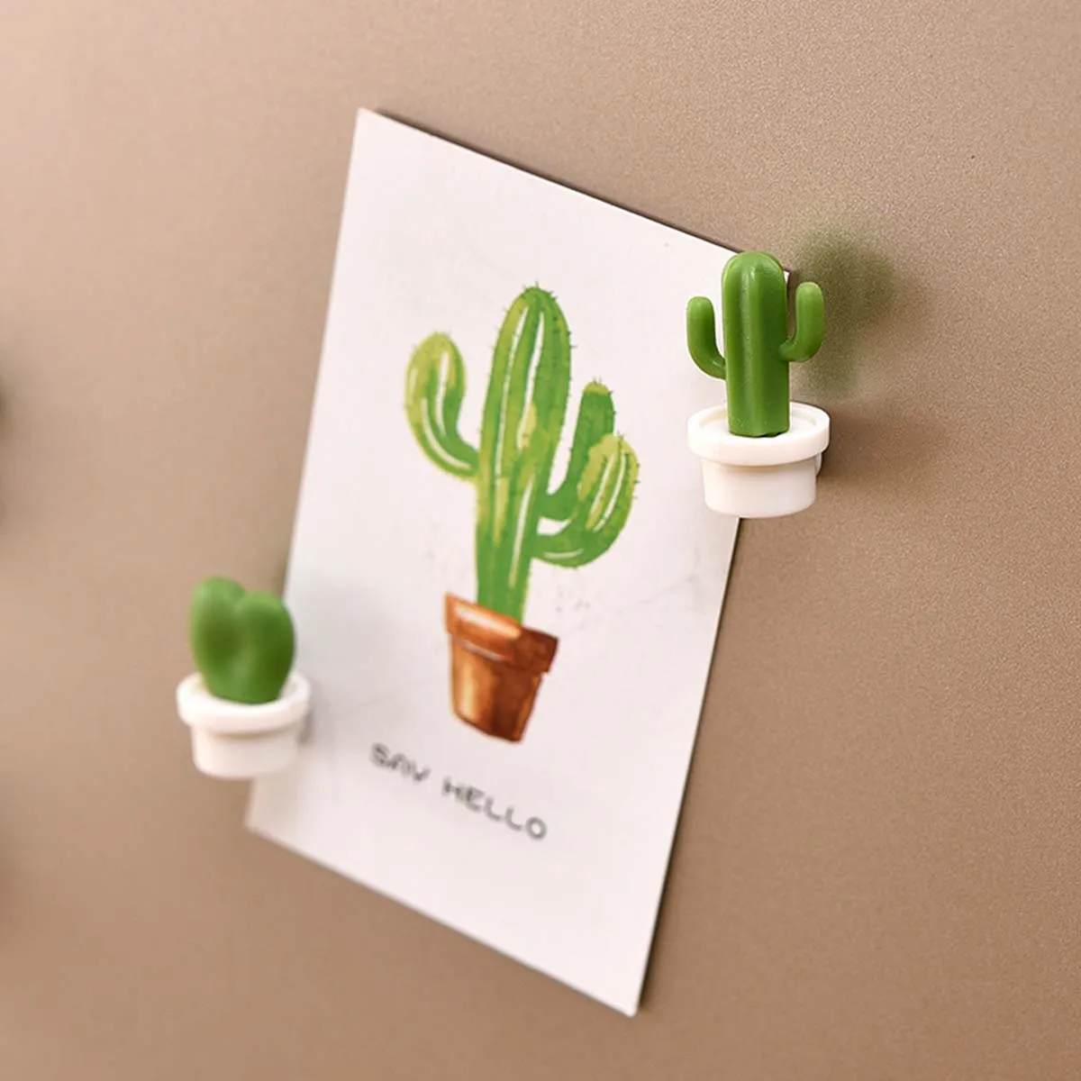 6pcs Cactus Magnetic Message Refrigerator Magnet Green Plant Potted Cactus Ball Three-dimensional Refrigerator Magnet