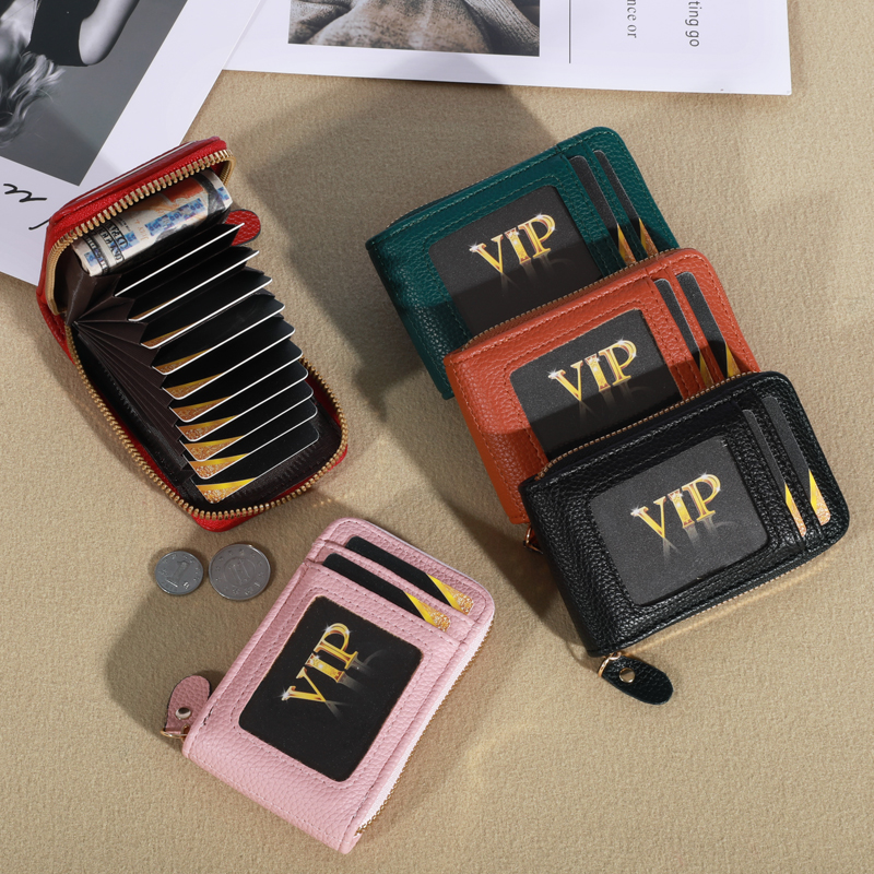 เคสใส่บัตรเครดิตสำหรับผู้หญิงกระเป๋าสตางค์ใส่บัตรหลายใบกระเป๋าเงินใส่บัตรพร้อมช่องใส่บัตรมีซิป