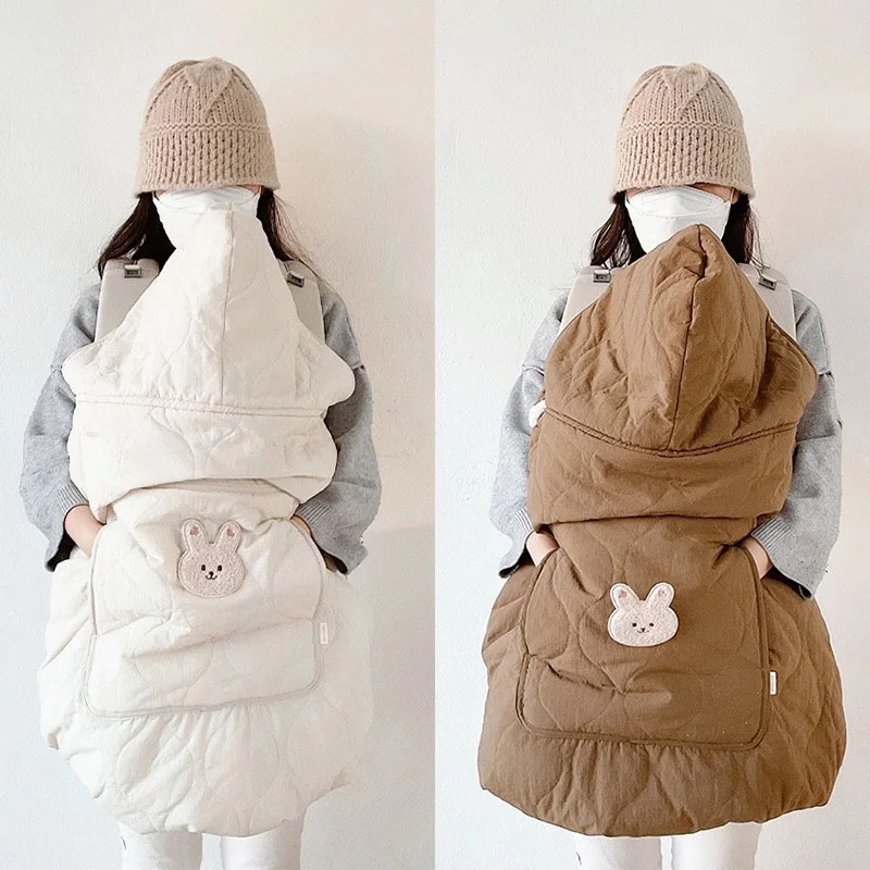 Coperta con cappuccio per passeggino Neonato Swaddle Wrap Caldo marsupio Sling Cover Mantello infantile Mantello Trapunta per dormire 80 * 85 cm
