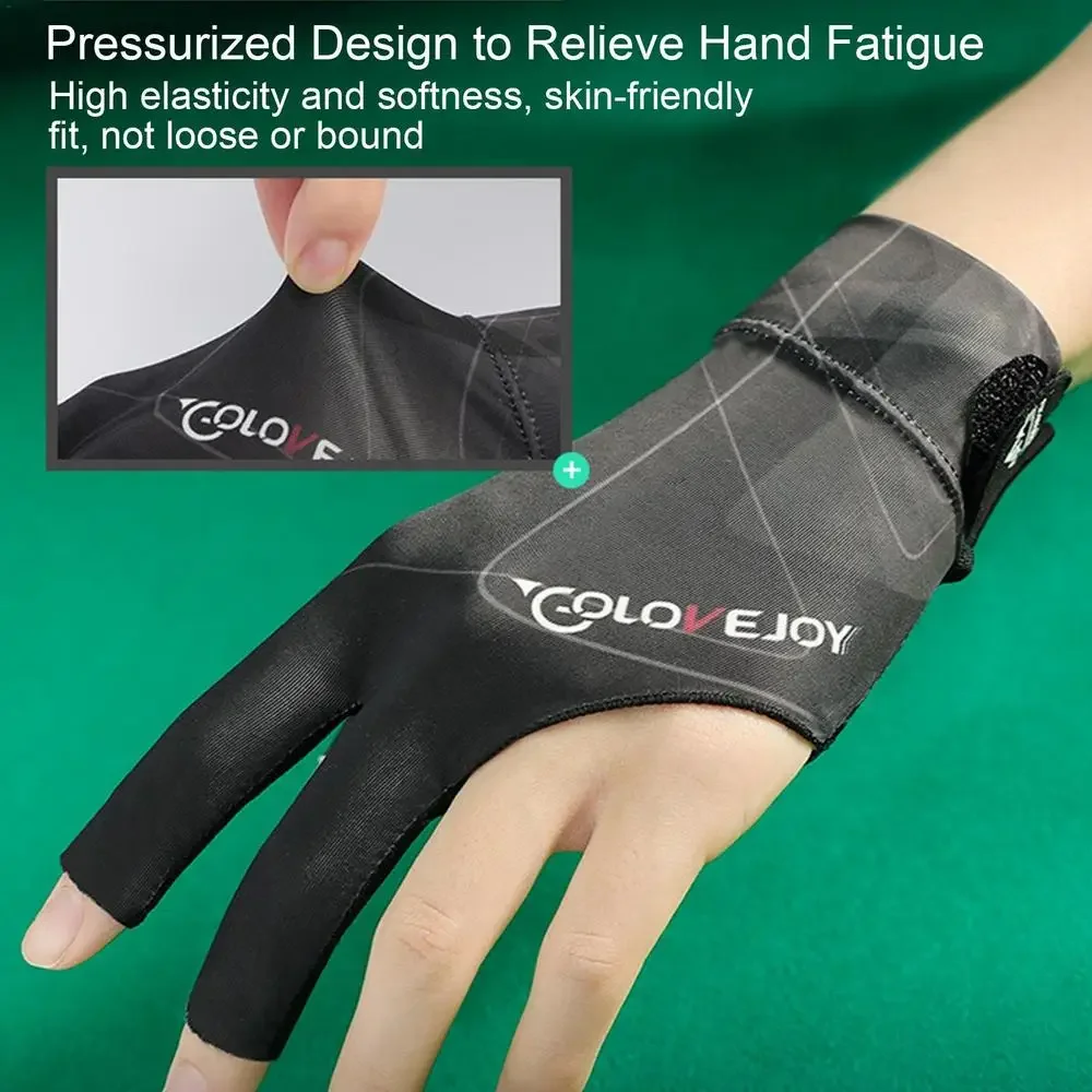 1 Stück Billard-Handschuhe mit offenem Finger, atmungsaktives Polyester, Snooker-Pool-Handschuh, verstellbarer Aufkleber, glatt, weich, leicht, Amateurzug