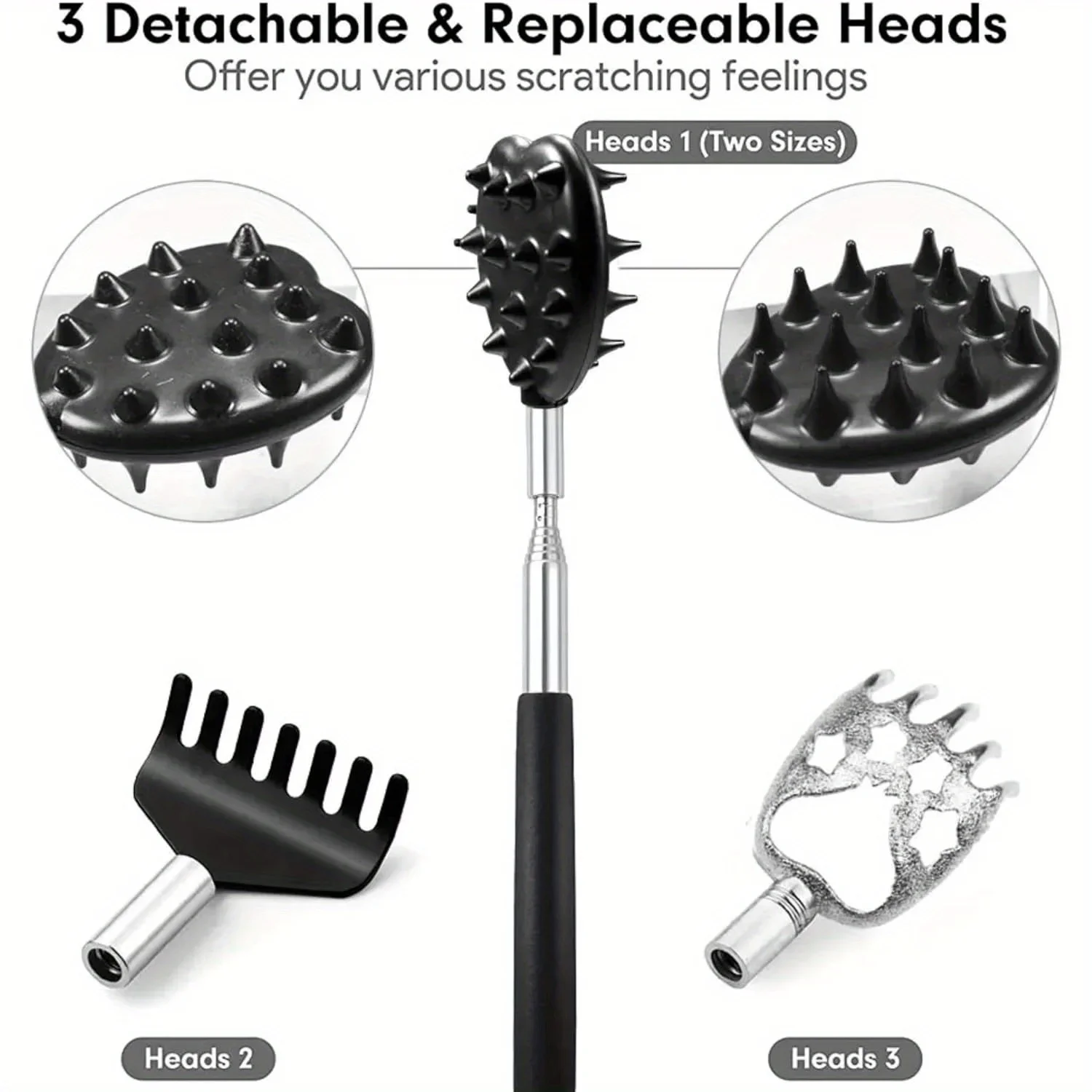 3Pcs/Set Back Scratcher Telescopic Scratching Back Scratcher Massager Kit Scraper Extendable Telescoping Itch Massage Relaxation