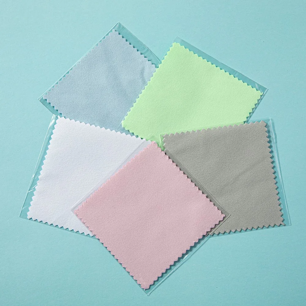 50pcs 8x8cm Individually Wrapped Polish Polishing Cloth Silver Color Cleaning Soft Wipe Wiping Cloth For Jewelry Tool Supplies