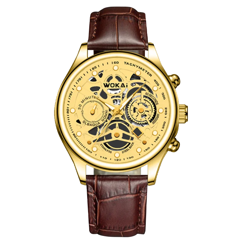 WOKAI, cinturón de lujo de alta calidad para hombres, reloj de cuarzo a la moda, reloj deportivo para estudiantes de negocios de Roma para hombres, reloj resistente al agua con dragón de oro