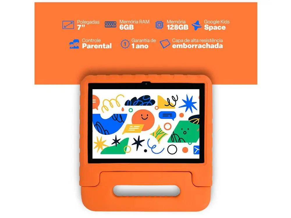 Tablet Infantil Multilaser Kid Pad com Case 6GB RAM 128GB 10,1" Android Octa Core Wi-Fi