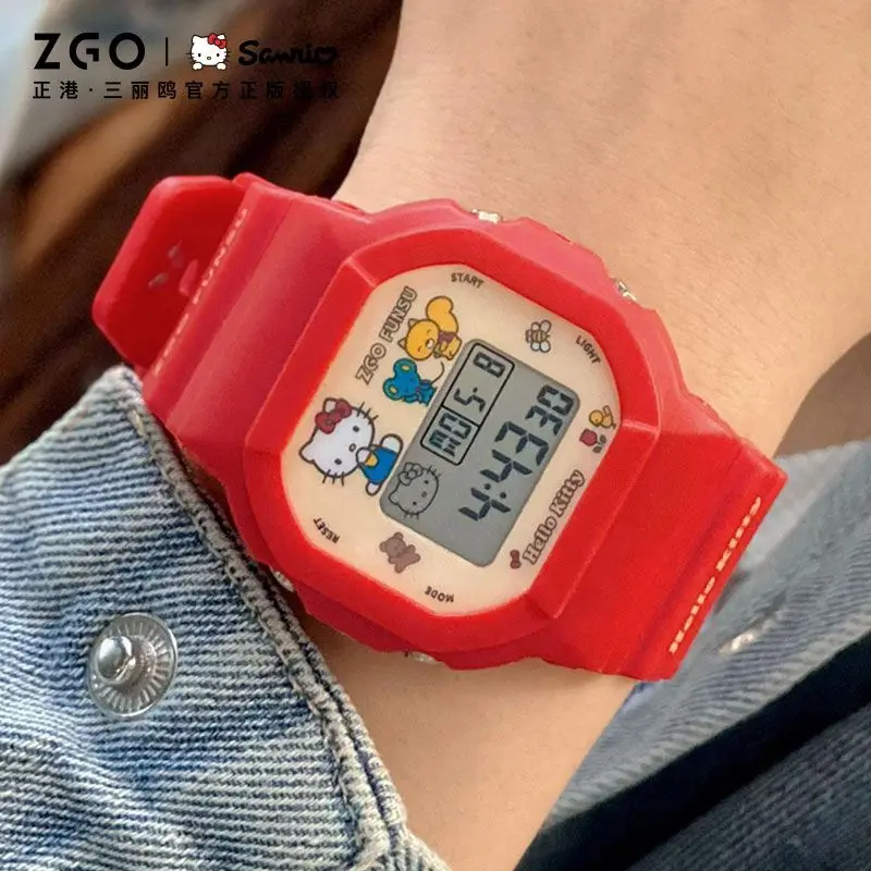 ZGOxSanrio serie Hellokitty reloj rojo estudiante mujer relojes electrónicos regalos niños