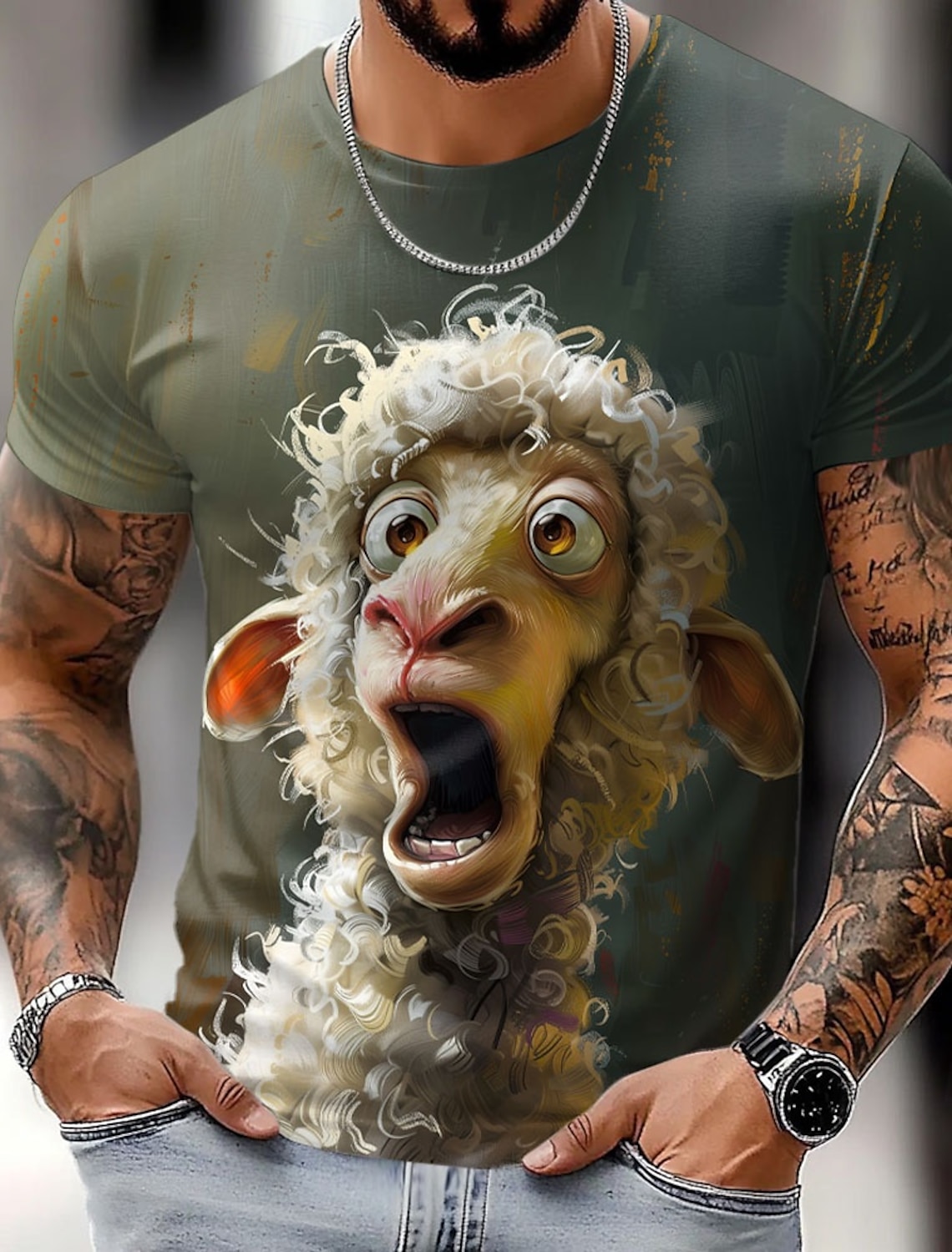 Men's Animal Funny T Shirt Short Sleeve T shirt 3D Print O-Neck Shirt Exaggerated Designer Party Summer Casual Clothing Apparel