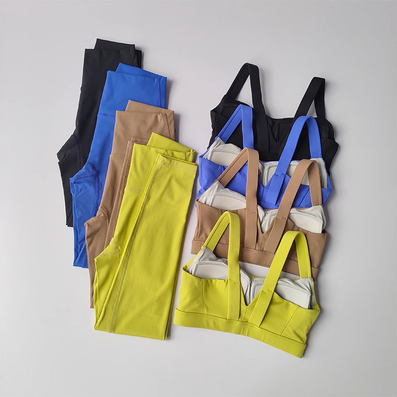 Conjunto de yoga sin costuras para mujer, ropa deportiva de entrenamiento, ropa de gimnasio, fitness, sujetador push-up, polainas de cintura alta, trajes deportivos de 2 piezas