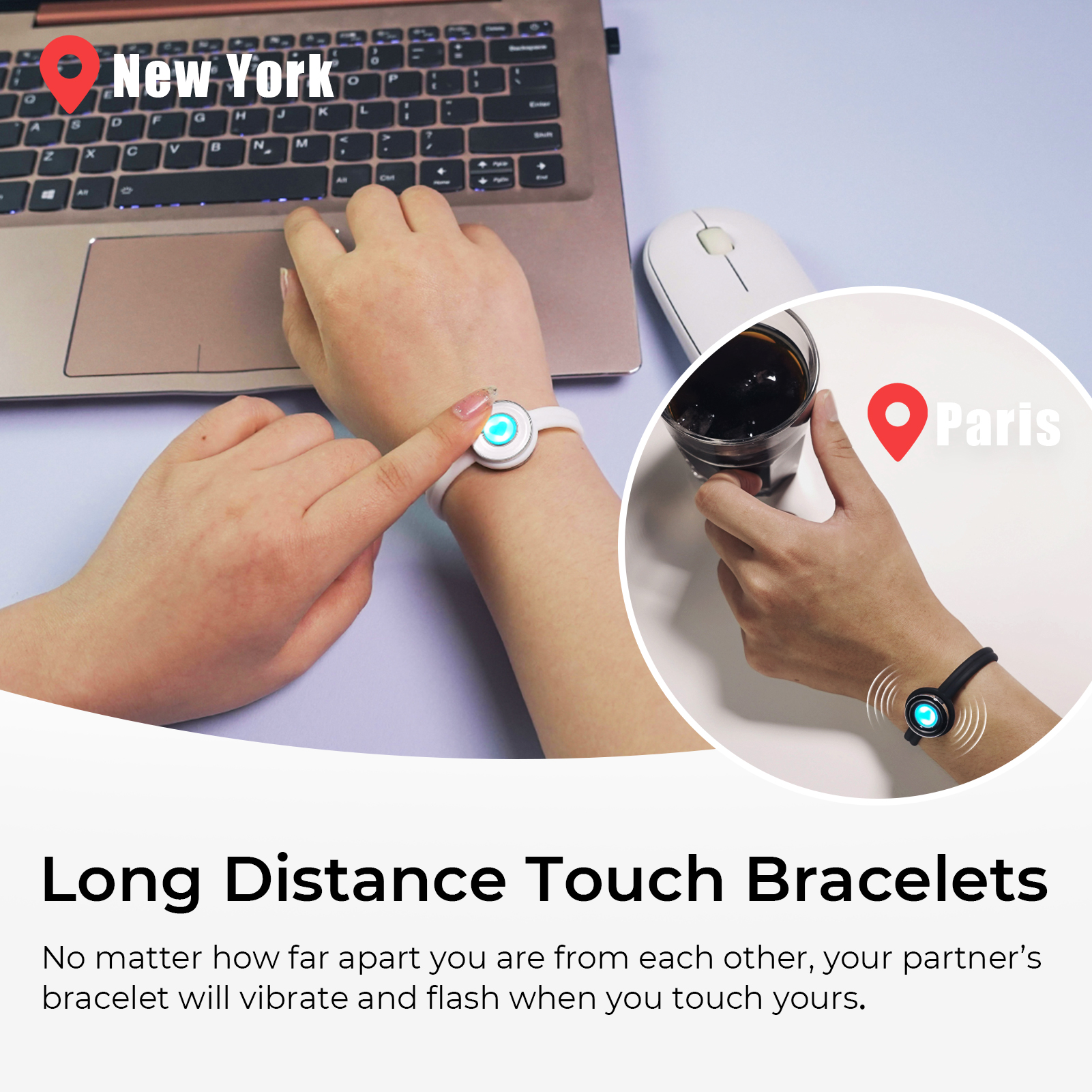 TOTWOO colección de dulces pulseras táctiles de larga distancia banda colorida vibración y luz regalos para novia emparejamiento joyería