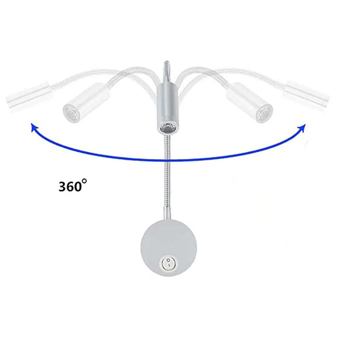 Đồng 3W Đèn LED Đọc Sách Đen Trắng Bạc Cổ Ngỗng Đèn Tường Cho Tủ Kê Đầu Giường Lắp Ghép Bàn Làm Việc 4000K Đầu Giường Công Tắc đèn Ngủ LED Đèn
