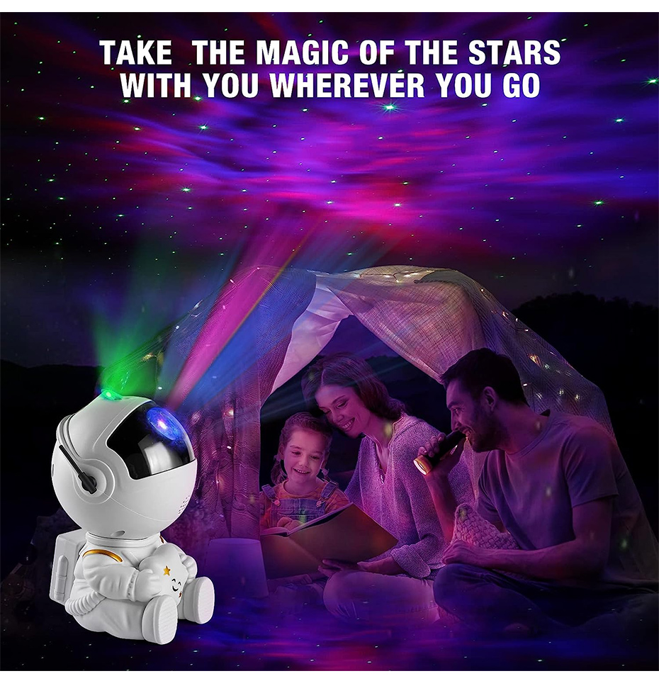 Galaxy Star Astronauta Proiettore Luce Cielo stellato Porjectors Lampada Decorazione Camera da letto Camera Nebulosa Luce notturna a LED Bambino Regalo per adulti