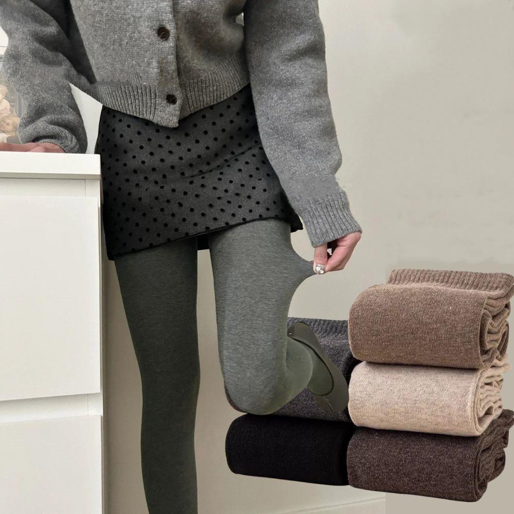 Новые корейские женские носки, зимние теплые длинные толстые высокие гольфы выше колена, утепленные хлопковые однотонные женские носки до середины икры