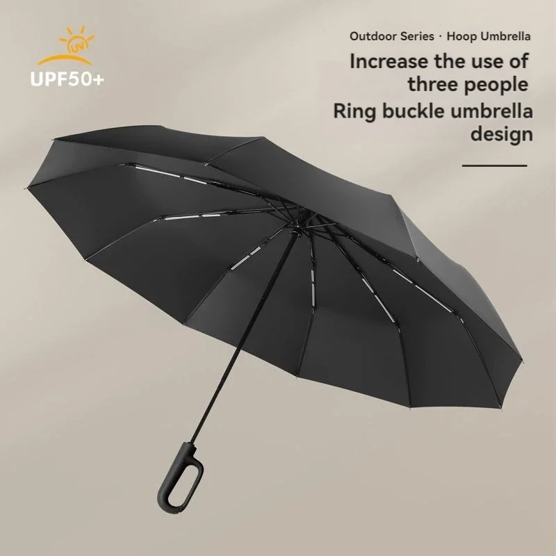 Parapluie automatique pour hommes et femmes, entièrement ouvert, conception de boucle d'anneau, 20 nervures, Extra Large, pliable, solide, Double parapluie