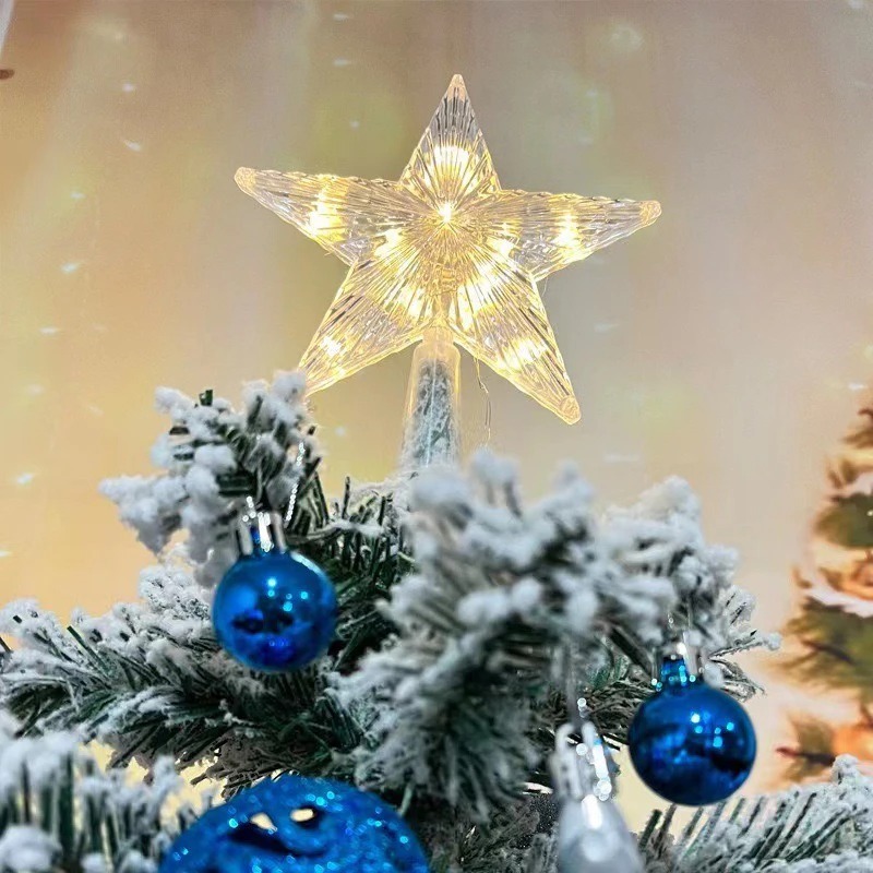 15cm Christmas Decoration Glowing Tree Topper Glitter Shining Star Xmas Tree Ornaments for Home Decor Navidad New Year 2026 Gift