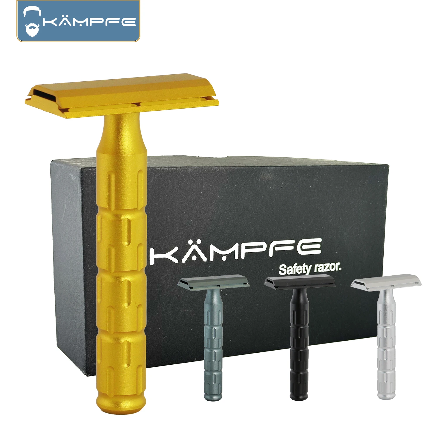 KAMPFE-Afeitadora de seguridad de doble filo de aluminio AL7075 de alta calidad, fresado CNC, herramienta de peluquería de regalo exquisita para hombres