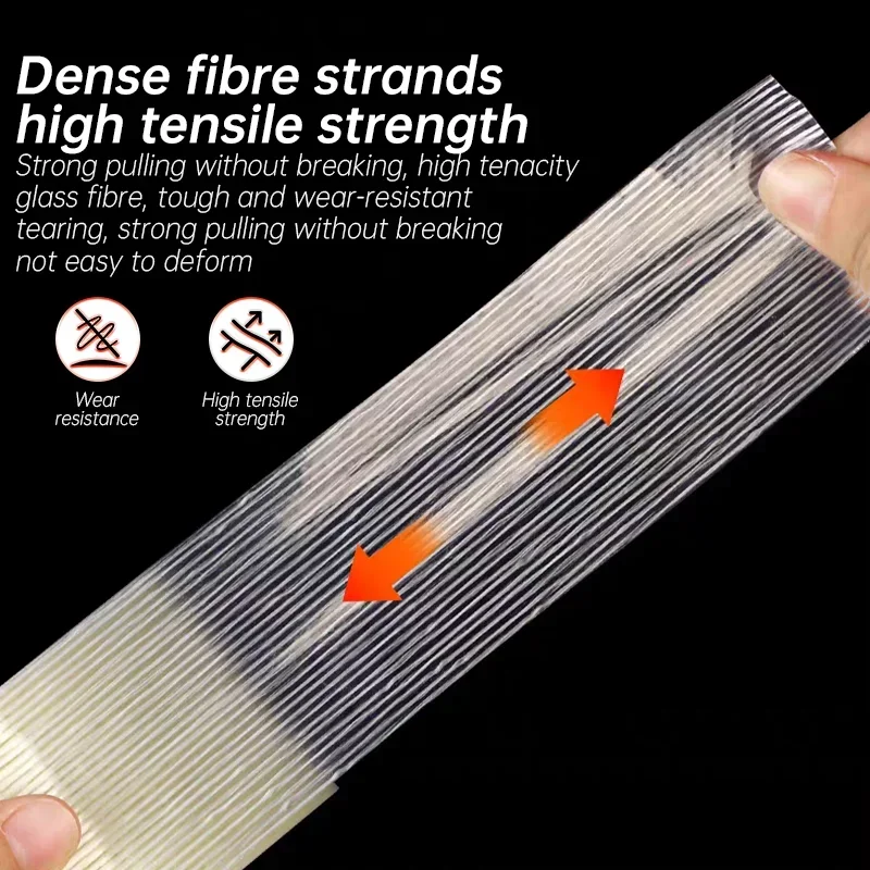 Nastro in fibra a righe da 25 m Batteria al litio Avvolgimento isolante Nastro in fibra di vetro Trasparente Sigillo adesivo su un solo lato Imballaggio fisso