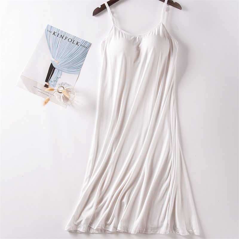 Camisón cómodo y suave para mujer, ropa de dormir Sexy con almohadilla en el pecho, vestido de noche de algodón Modal, camisones de verano para mujer