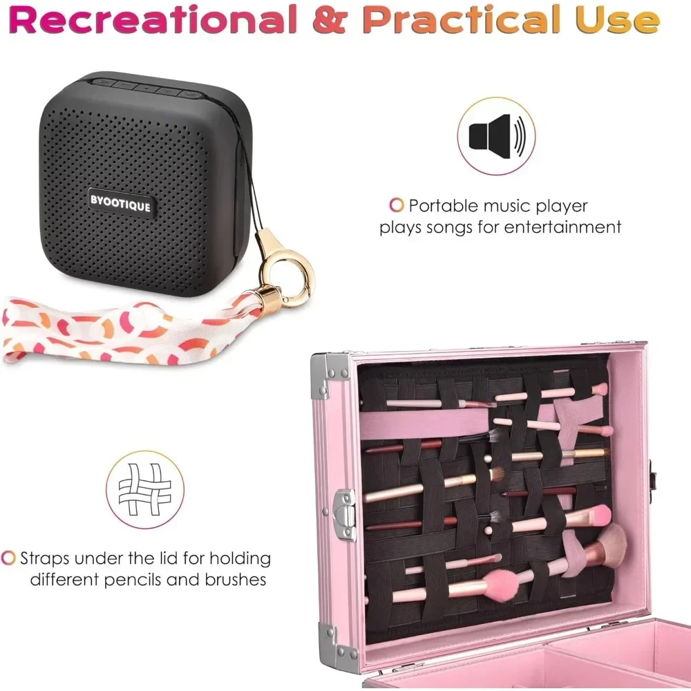 Manicure Table Foldable Nail Table Makeup Train Case with Desk Cosmetic Trolley Travel Storage Organizer with Drawers Mirror
